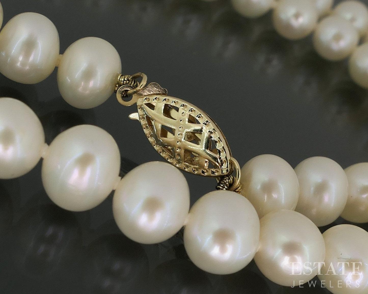 14k Yellow Gold 7mm Cultured Pearl Ladies Necklace 16"L i19266b