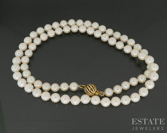 18k Yellow Gold 5.7mm Cultured Pearl Ladies Necklace 18"L i19268b