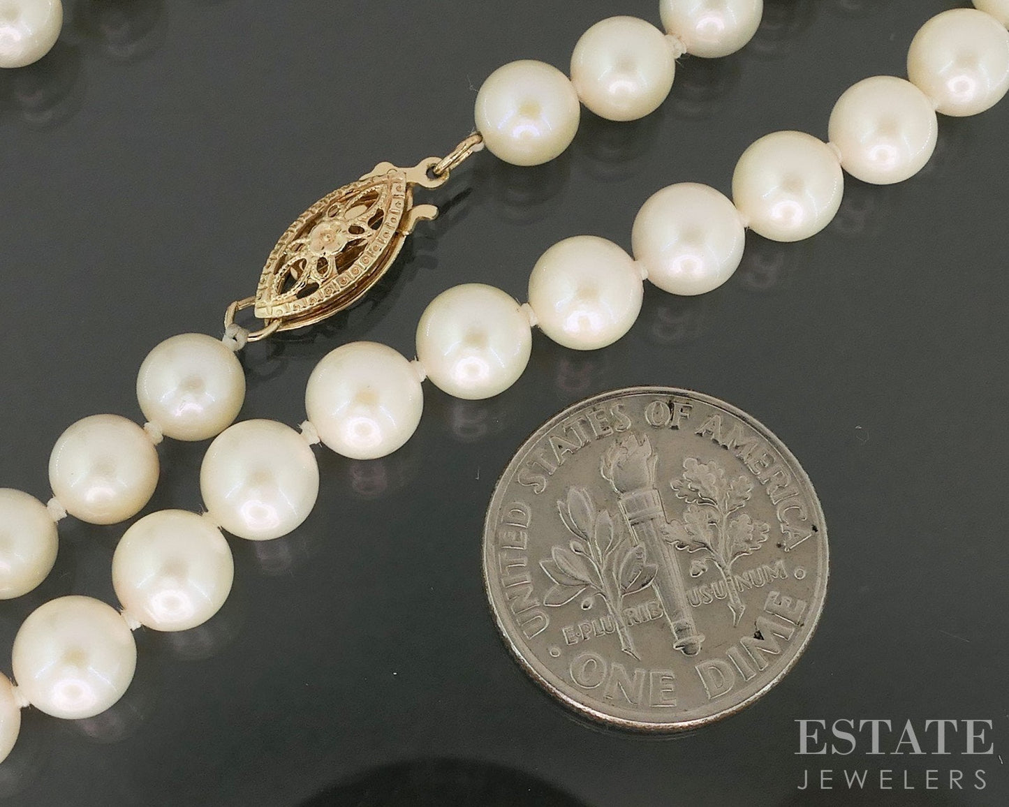 14k Yellow Gold 5.7mm Cultured Pearl Ladies Necklace 18"L i19271b