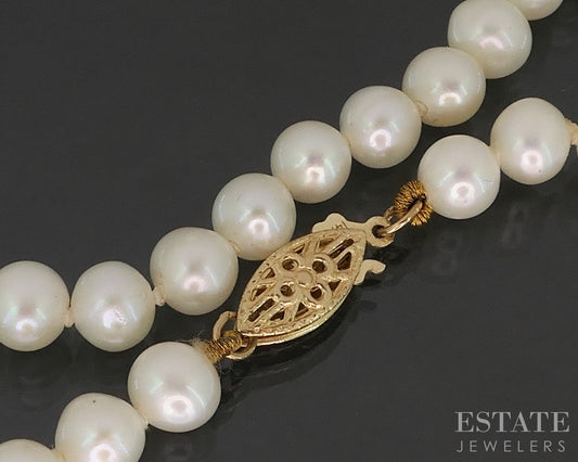 14k Yellow Gold 5mm Cultured Pearl Ladies Bracelet 7.25"L i19275b