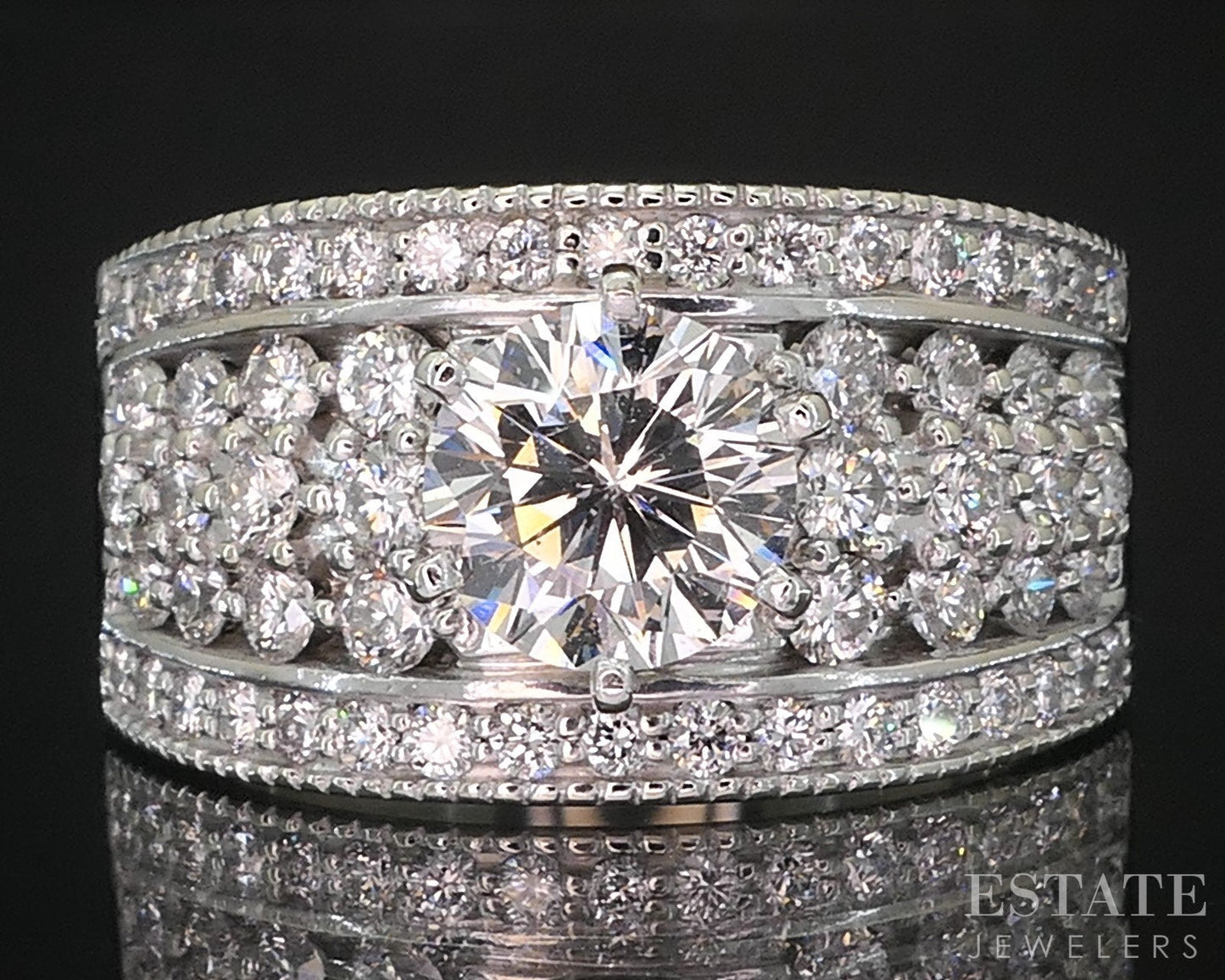 14k White Gold Round LEO Natural 2.40ctw Diamond Engagement Ring 14.3g i19280