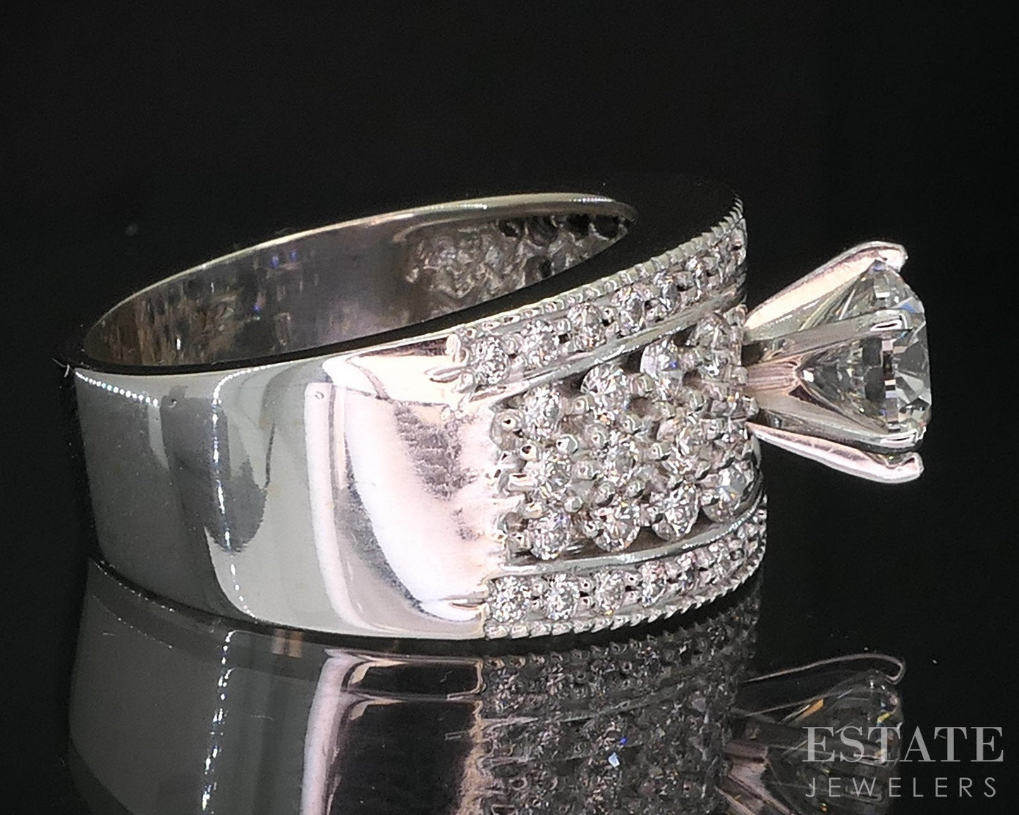 14k White Gold Round LEO Natural 2.40ctw Diamond Engagement Ring 14.3g i19280
