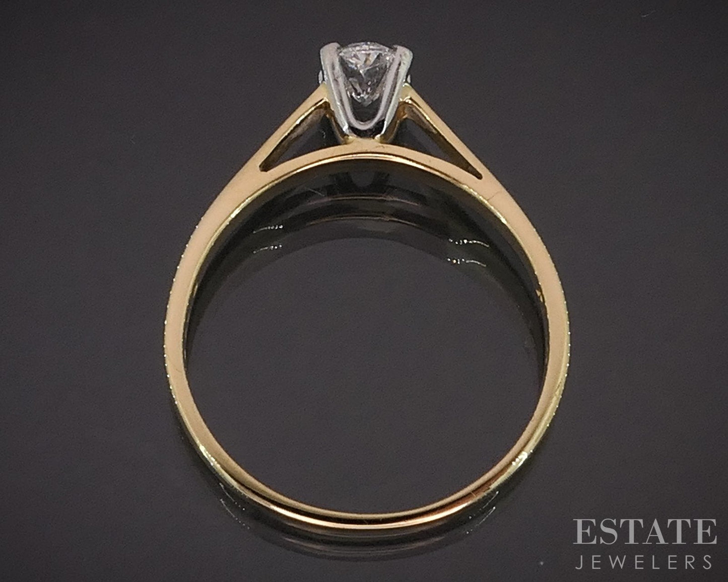 18k & Platinum Oval Natural .42ct Diamond Solitaire Engagement Ring 3.3g i19293