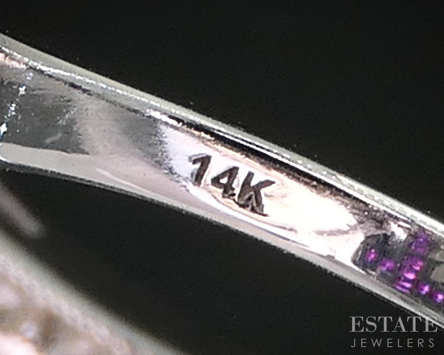 Art Deco 14k White Gold Natural Diamond & Ruby Filigree Cocktail Ring 3g i19298