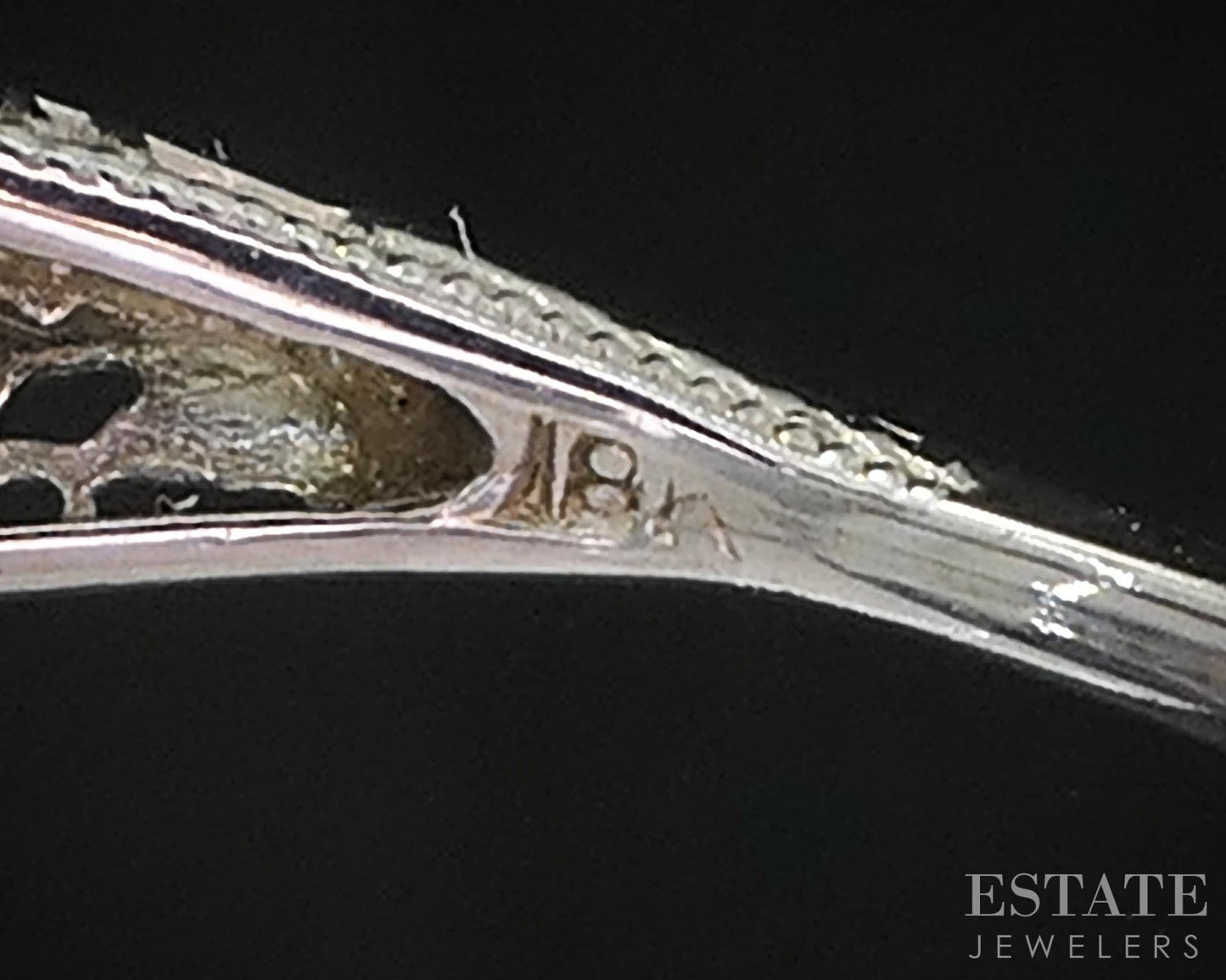 Antique 18k White Gold OEC Natural .10ct Diamond Filigree Solitaire Ring i19292