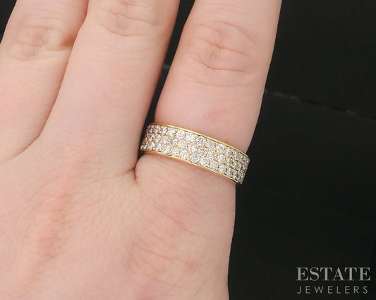 18k Yellow Gold Round Natural 1.00ctw Diamond Band Ring 5.1g i19297