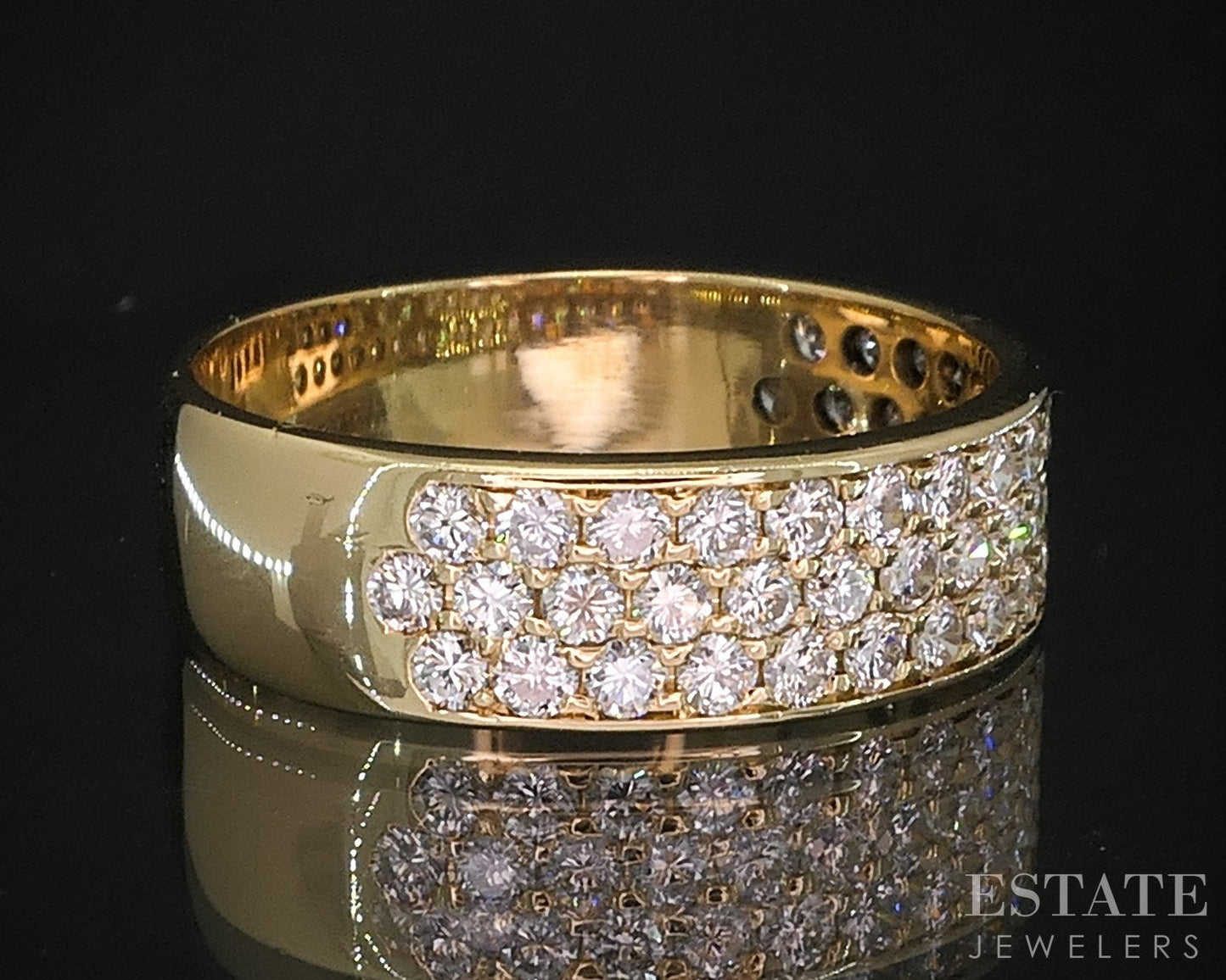 18k Yellow Gold Round Natural 1.00ctw Diamond Band Ring 5.1g i19297