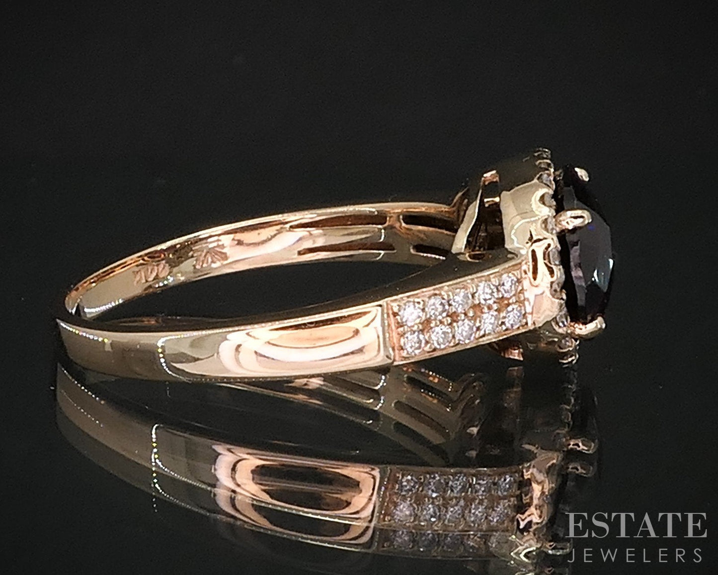 14k Strawberry Gold LeVian Natural Rhdolite Garnet & Diamond Ring 4.8g i19285