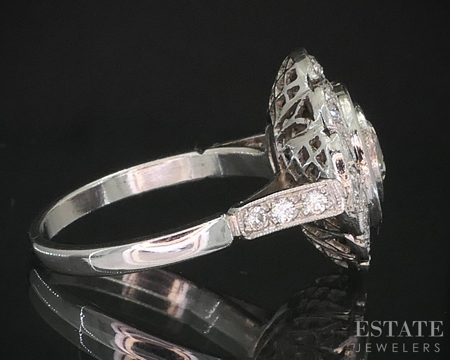 Art Deco Platinum Natural 1.37ctw Diamond & Ruby Cocktail Ring 5.8g i19299