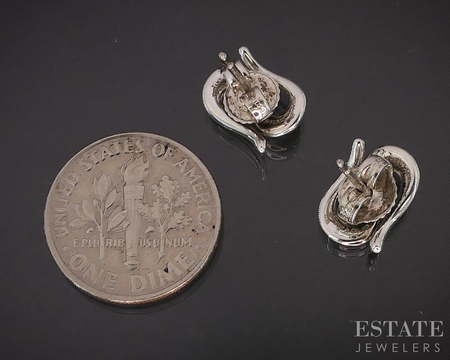 Sterling Silver Tiffany & Co. Elsa Peretti Wave Stud Ladies Earrings 1.9g i19311