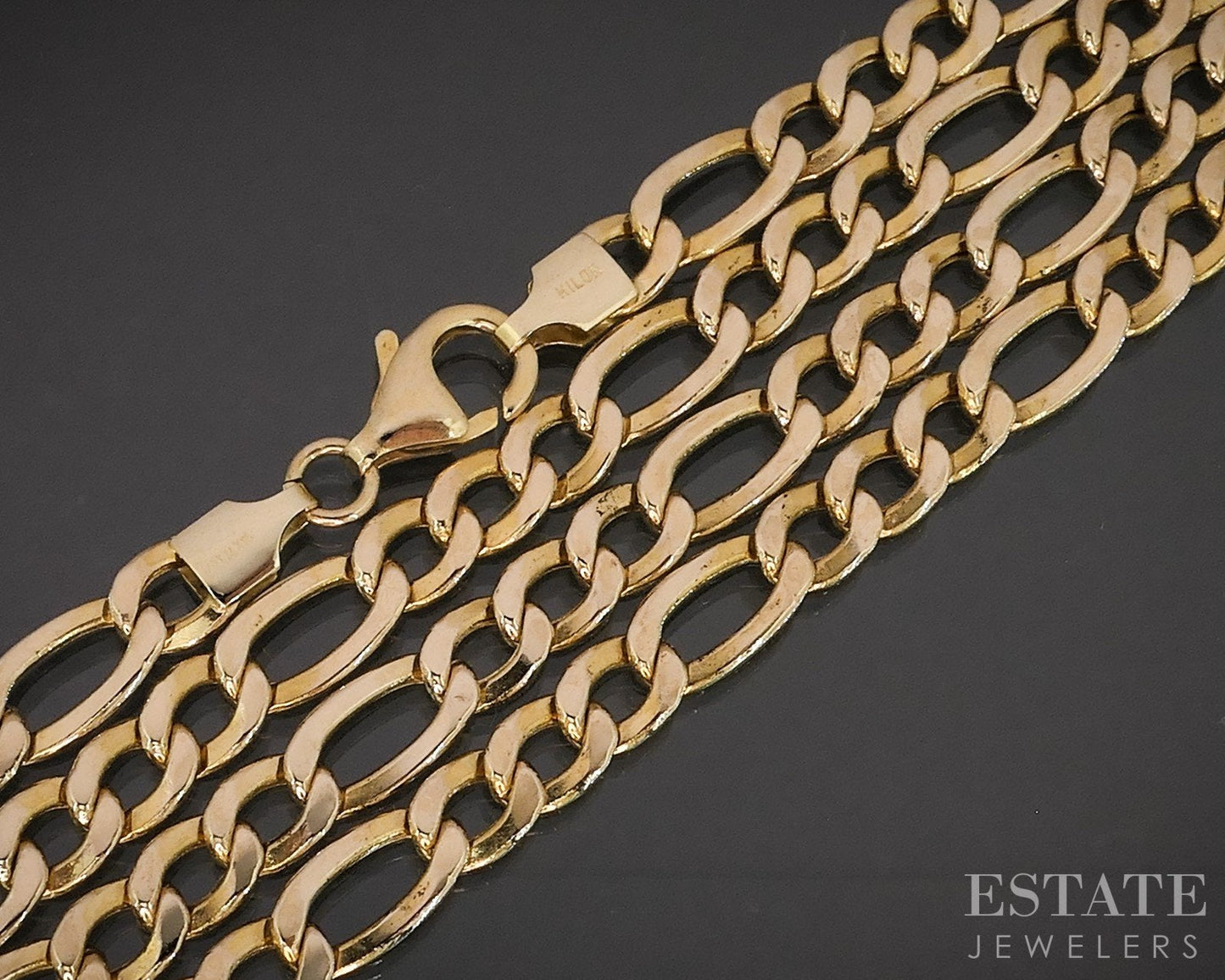 14k Yellow Gold 5.2mm Figaro Chain Mens Necklace 9.2g 20"L i19319