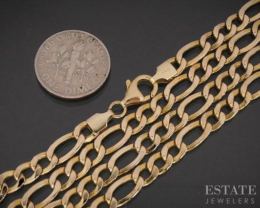 14k Yellow Gold 5.2mm Figaro Chain Mens Necklace 9.2g 20"L i19319
