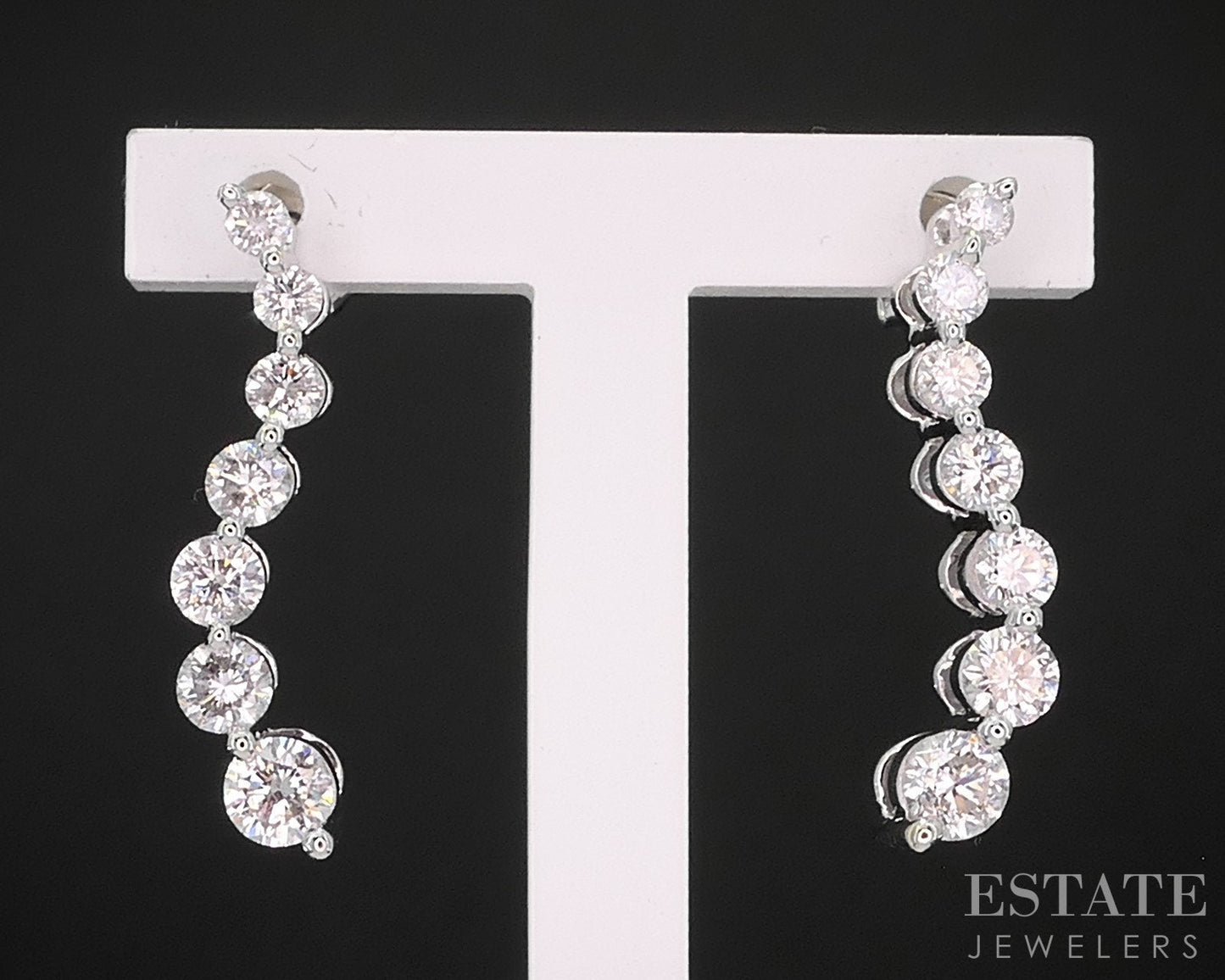 14k White Gold Natural .78ctw Diamond Journey Ladies Earrings 2.7g i19324