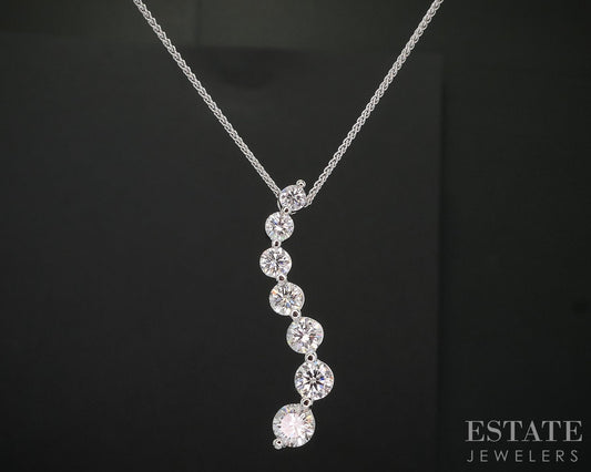 14k White Gold Natural 1.80ctw Diamond Journey Necklace 5.0g 18"L i19323