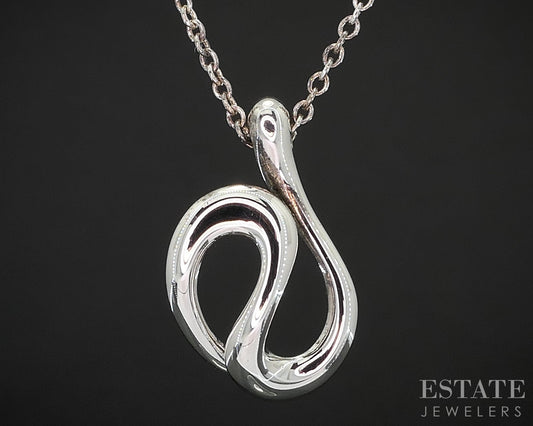 Sterling Silver Tiffany & Co. Elsa Peretti Wave Ladies Necklace 2.7g 16"L i19322