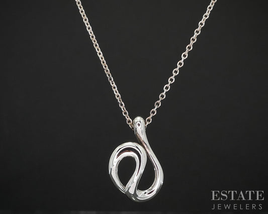 Sterling Silver Tiffany & Co. Elsa Peretti Wave Ladies Necklace 2.7g 16"L i19322