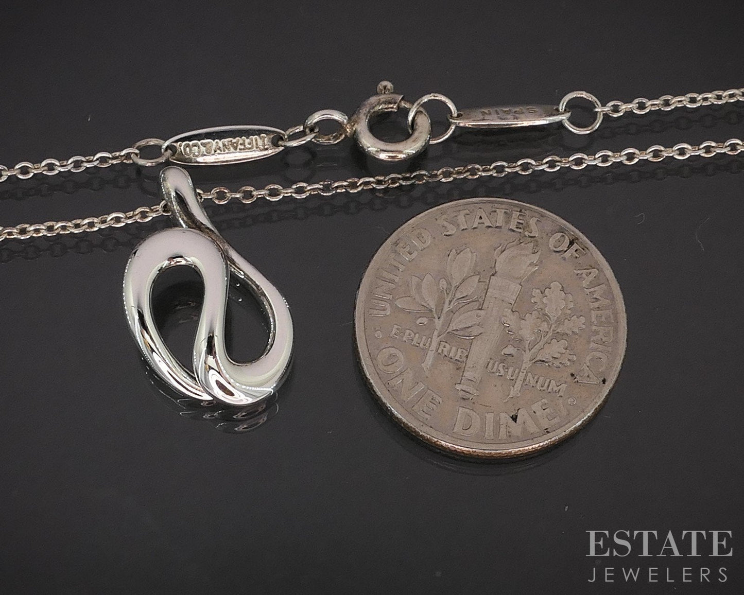 Sterling Silver Tiffany & Co. Elsa Peretti Wave Ladies Necklace 2.7g 16"L i19322