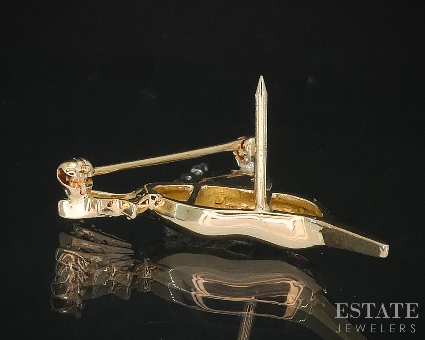 18k Yellow & White Gold Natural Ruby Diamond Hummingbird Pin Brooch 5.1g i19314