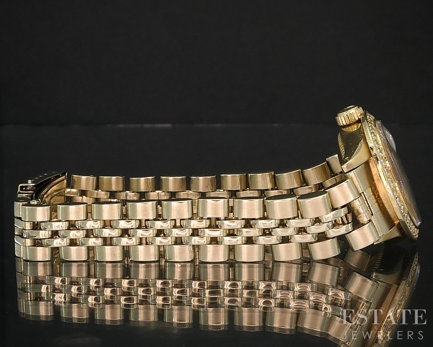 1970 Rolex Datejust 6517 18k Yellow Gold 26mm Diamond Ladies Watch i19332