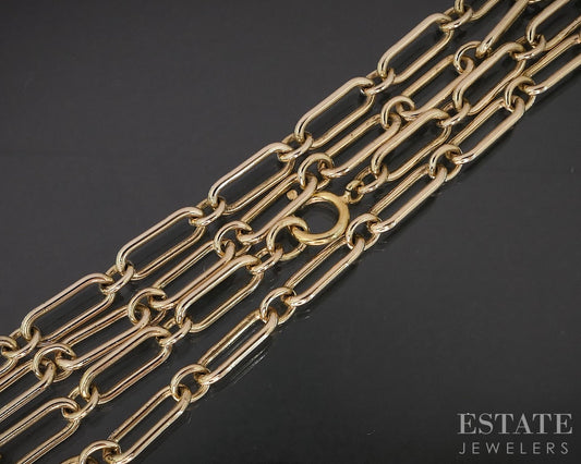 14k Yellow Gold 3.9mm Paperclip Chain Link Ladies Necklace 13.2g 18.5"L i19336