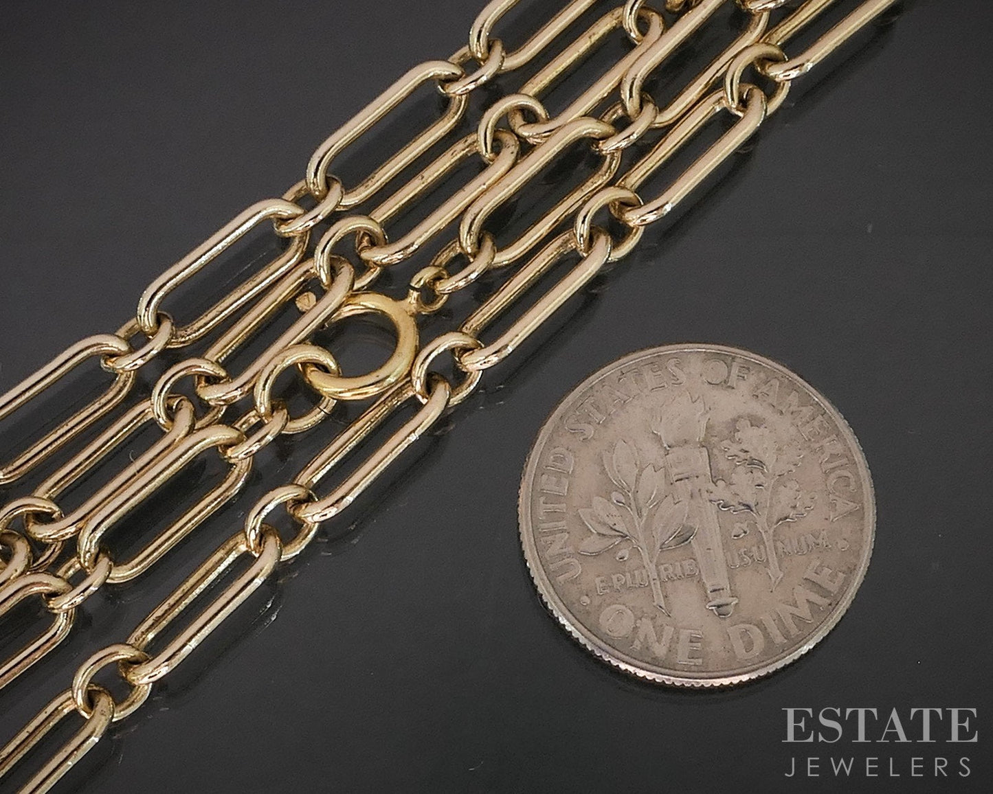 14k Yellow Gold 3.9mm Paperclip Chain Link Ladies Necklace 13.2g 18.5"L i19336