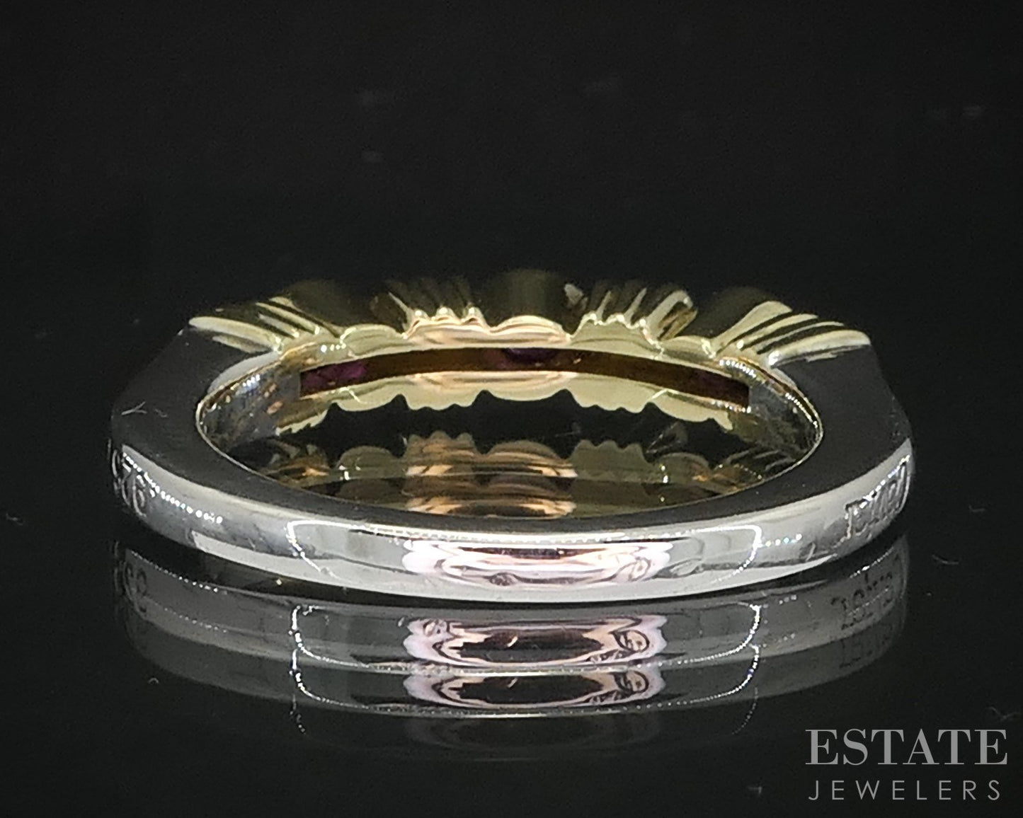 18k & Sterling Lagos Caviar Natural Ruby Ladies Stack Band Ring 5.3g i19341