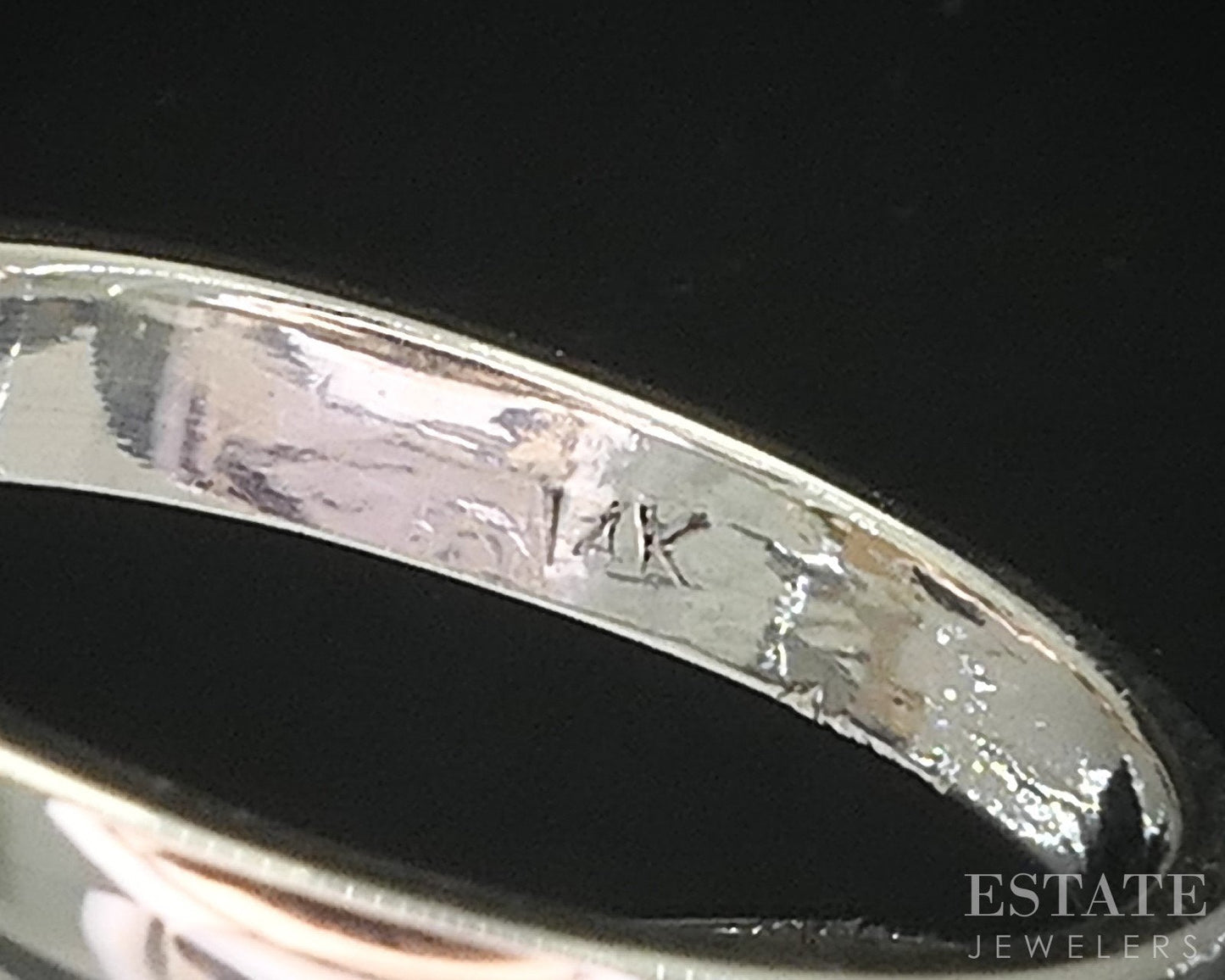 Vintage 14k White Gold Oval Natural Opal & Diamond Ladies Ring 5.0g i19334