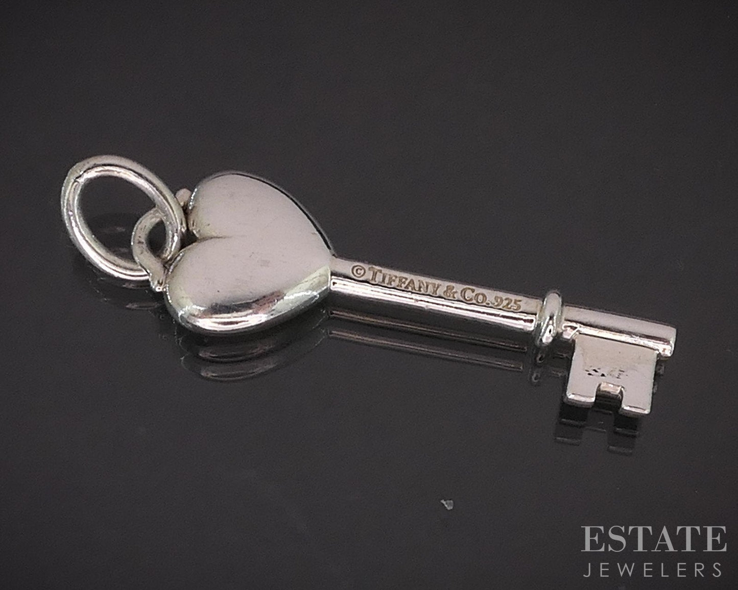 Sterling Tiffany & Co. Pink Sapphire Heart Skeleton Key Pendant 2.2g i19333