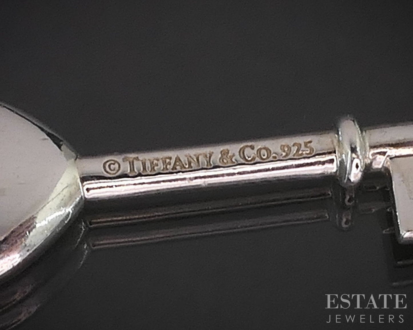 Sterling Tiffany & Co. Pink Sapphire Heart Skeleton Key Pendant 2.2g i19333