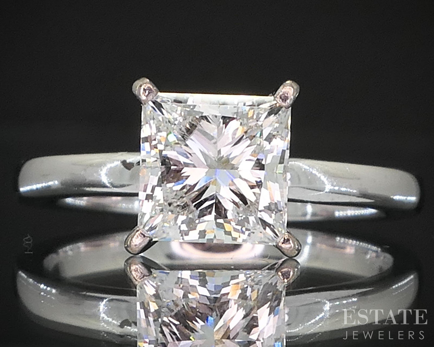 14k White Gold IGI Princess Lab Created 2.00ct Diamond Solitaire Ring i19345