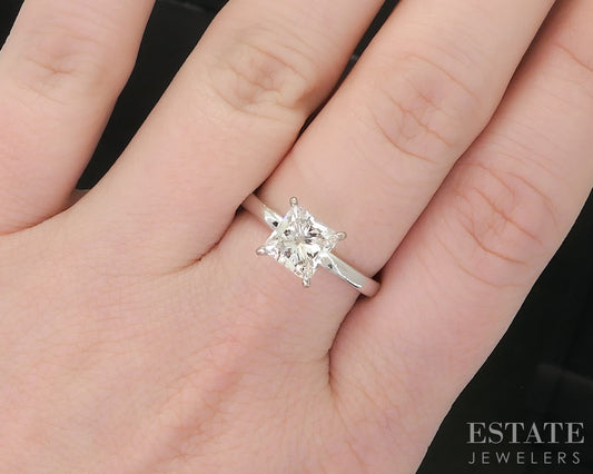 14k White Gold IGI Princess Lab Created 2.00ct Diamond Solitaire Ring i19345