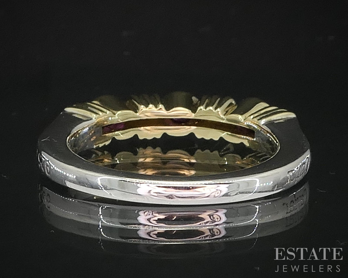 18k & Sterling Lagos Caviar Natural Ruby Ladies Stack Band Ring 5.5g i19348