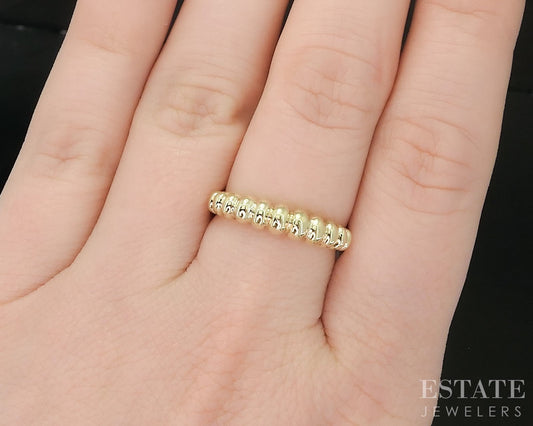 18k & Sterling Lagos Caviar Ribbed Ladies Stacked Band Ring 4.6g i19353