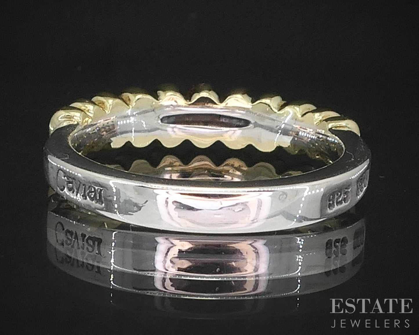 18k & Sterling Lagos Caviar Ribbed Ladies Stacked Band Ring 4.6g i19353