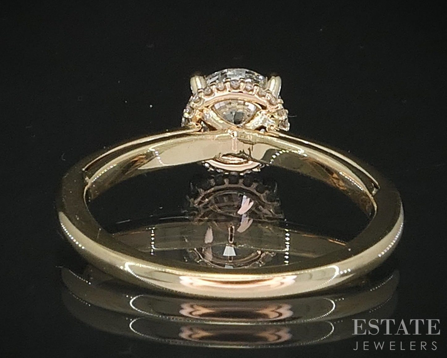 14k Yellow Gold Round Natural 1.00ct Diamond Halo Engagement Ring 3.1g i19365