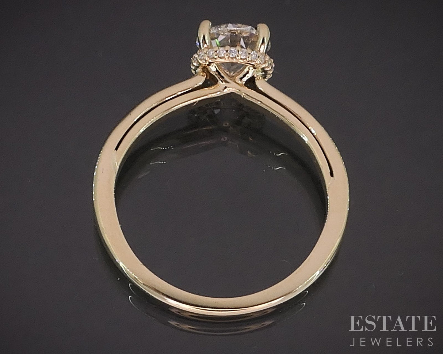 14k Yellow Gold Round Natural 1.00ct Diamond Halo Engagement Ring 3.1g i19365