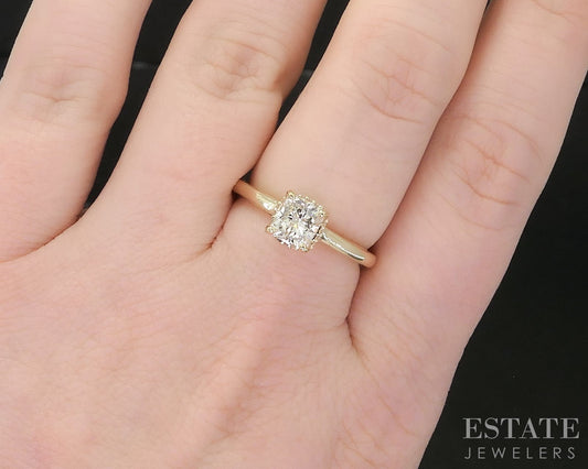 14k Yellow Gold Radiant Natural .80ct Diamond Halo Engagement Ring 3.3g i19361