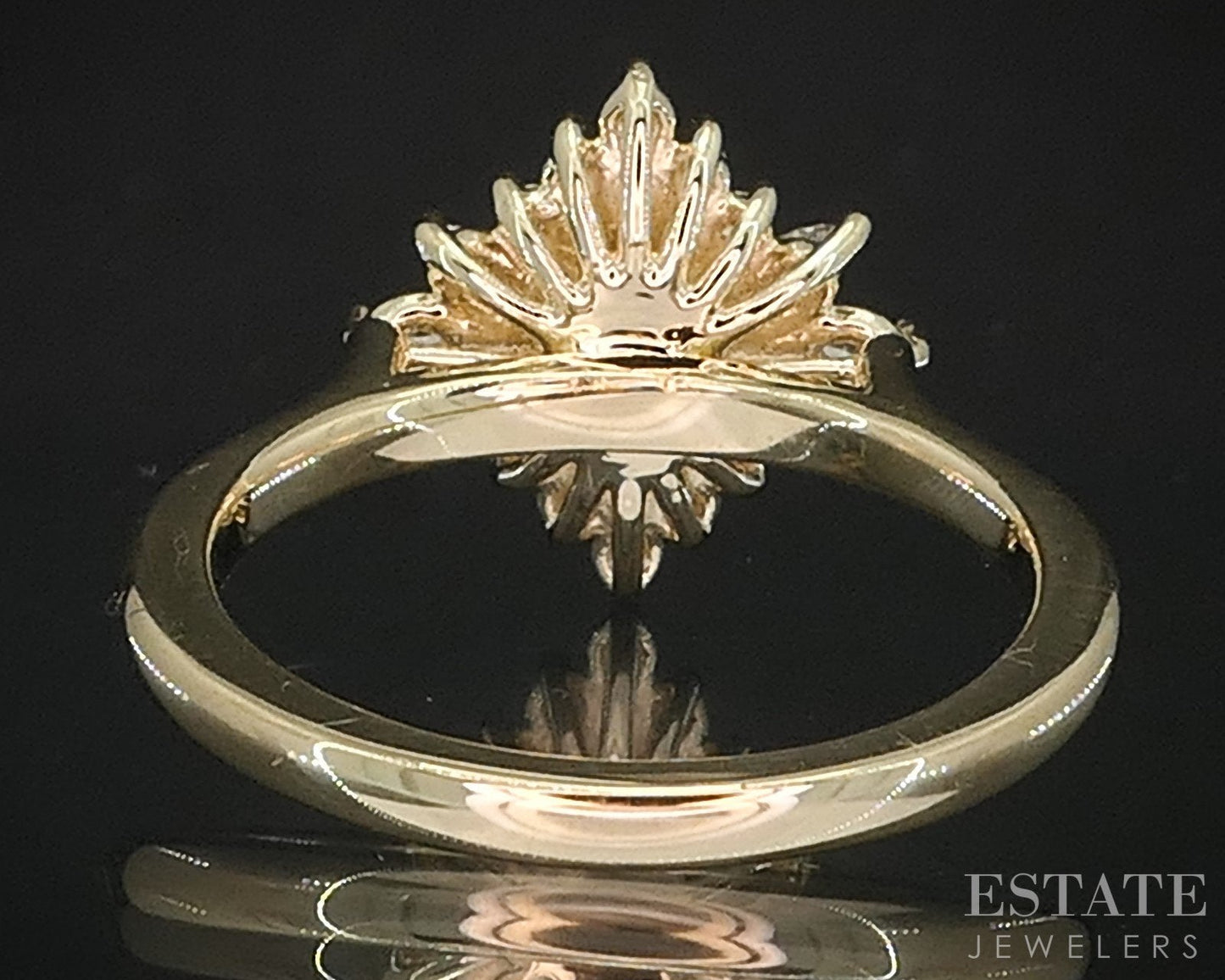 14k Yellow Gold Marquise Natural 1.08ctw Diamond Halo Engagement Ring 4g i19358