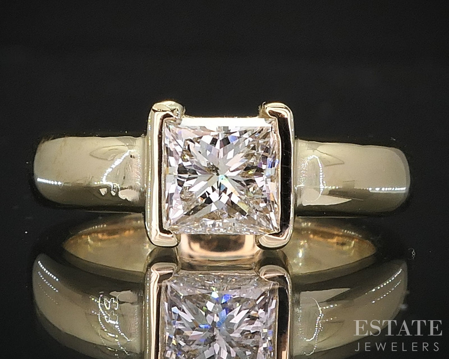 14k Yellow Gold Princess GIA Natural 1.15ct Diamond Solitaire Ring i19364