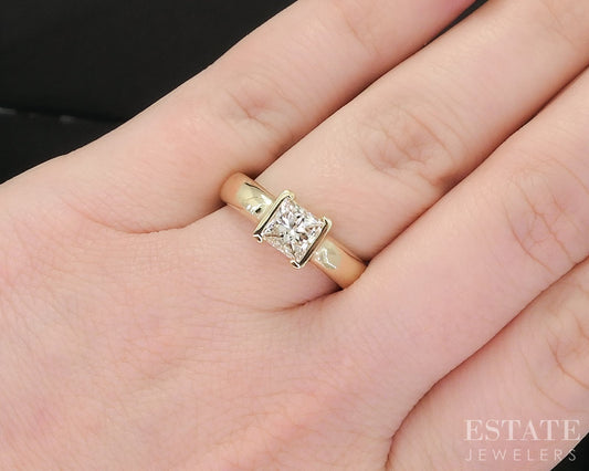 14k Yellow Gold Princess GIA Natural 1.15ct Diamond Solitaire Ring i19364