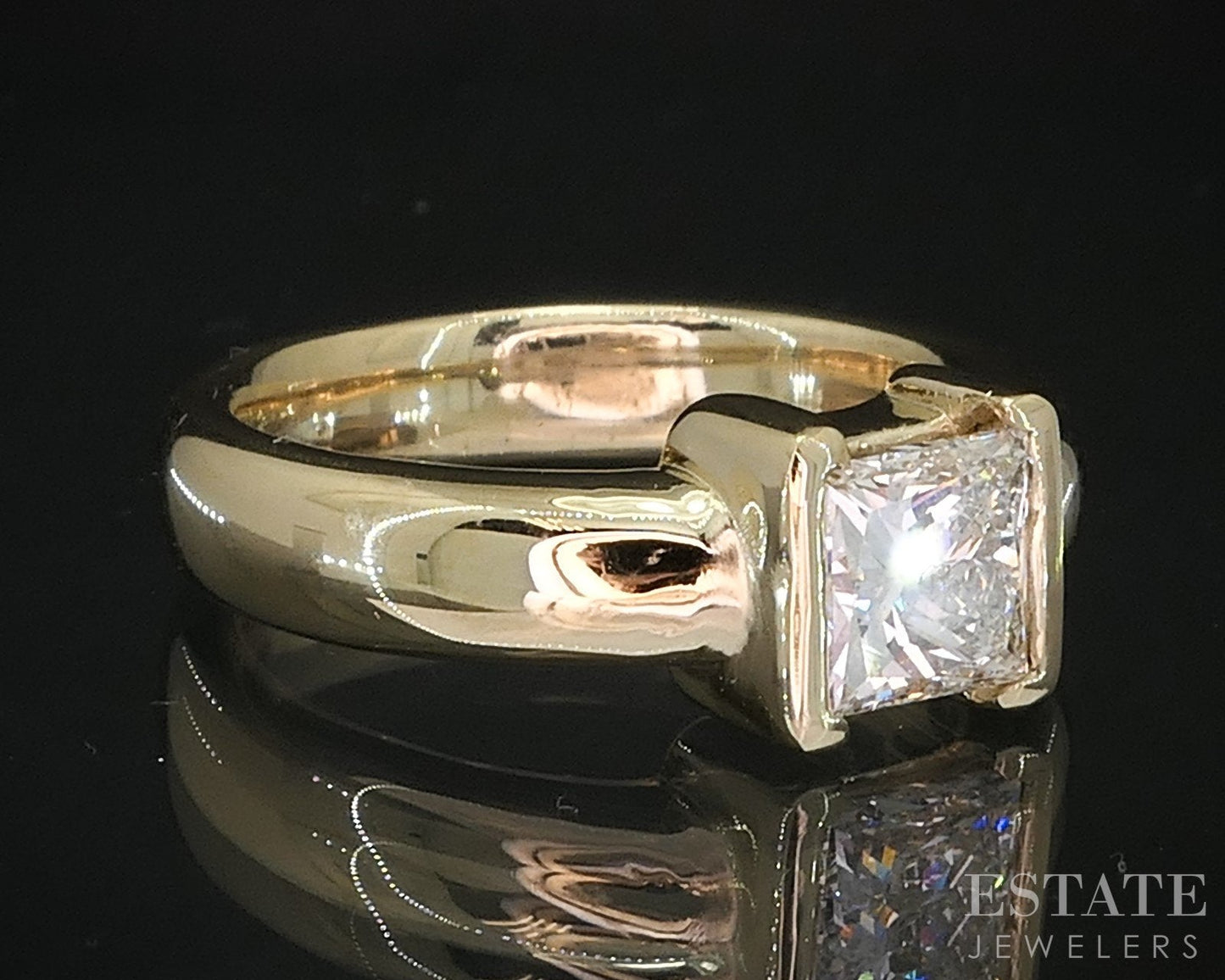14k Yellow Gold Princess GIA Natural 1.15ct Diamond Solitaire Ring i19364