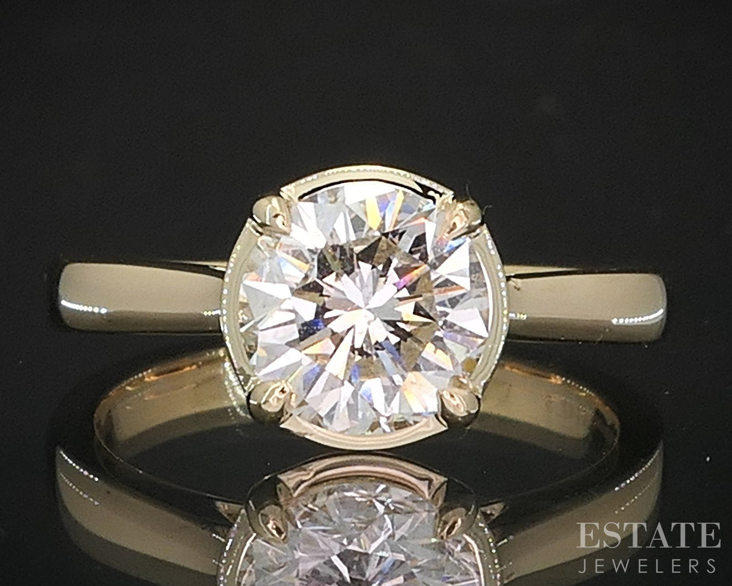 14k Yellow Gold Round GIA Natural 1.68ct Diamond Solitaire Ring i19363