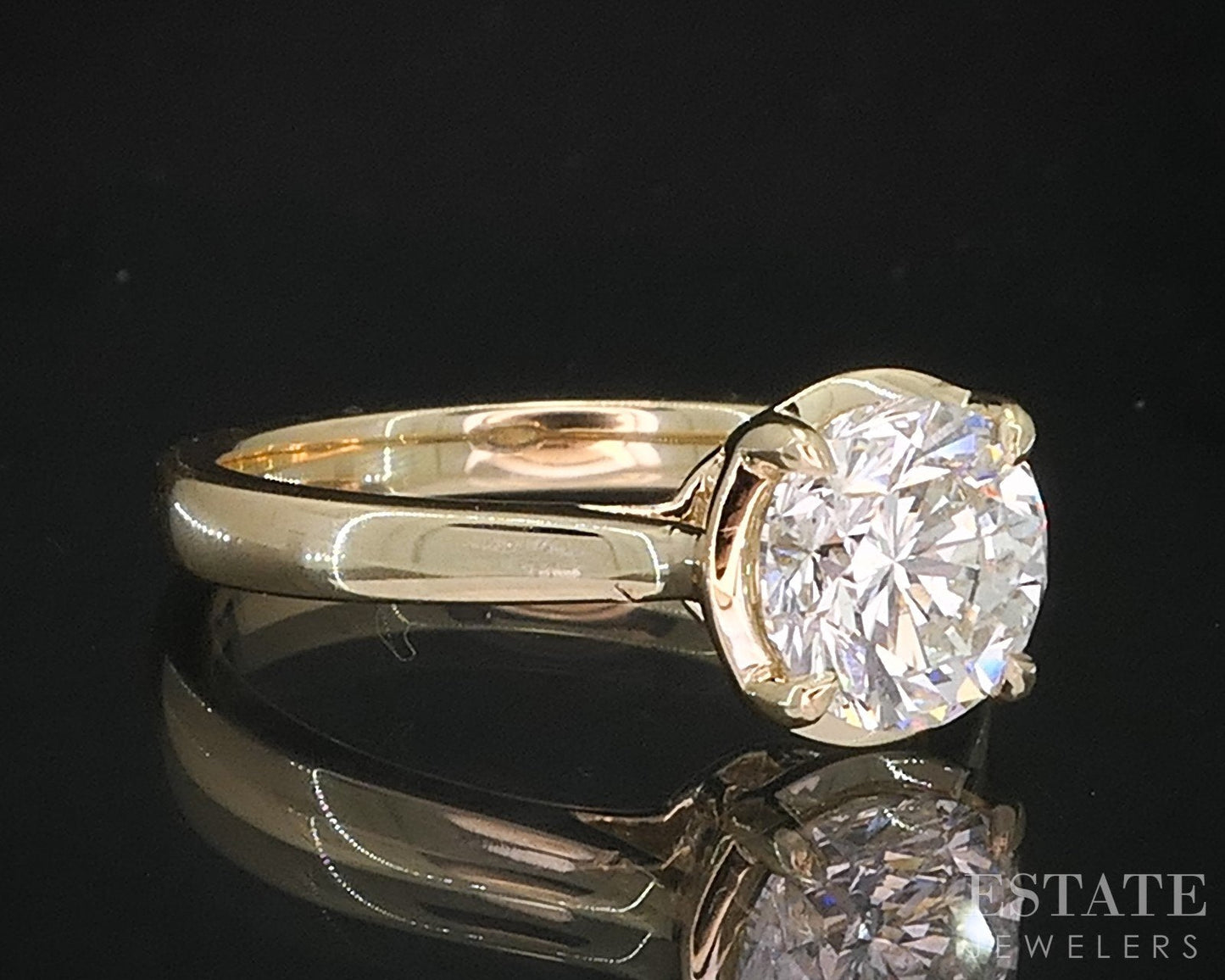 14k Yellow Gold Round GIA Natural 1.68ct Diamond Solitaire Ring i19363