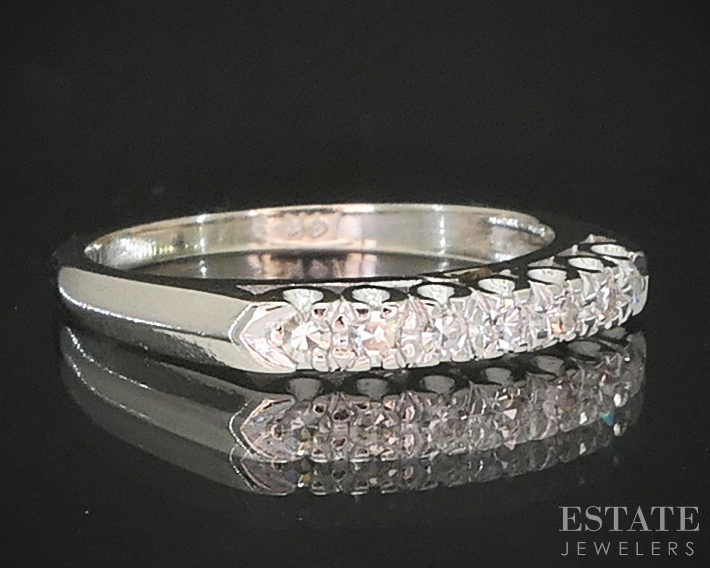 Antique 14k White Gold Natural .15ctw Diamond Ladies Wedding Band 1.7g i19399b
