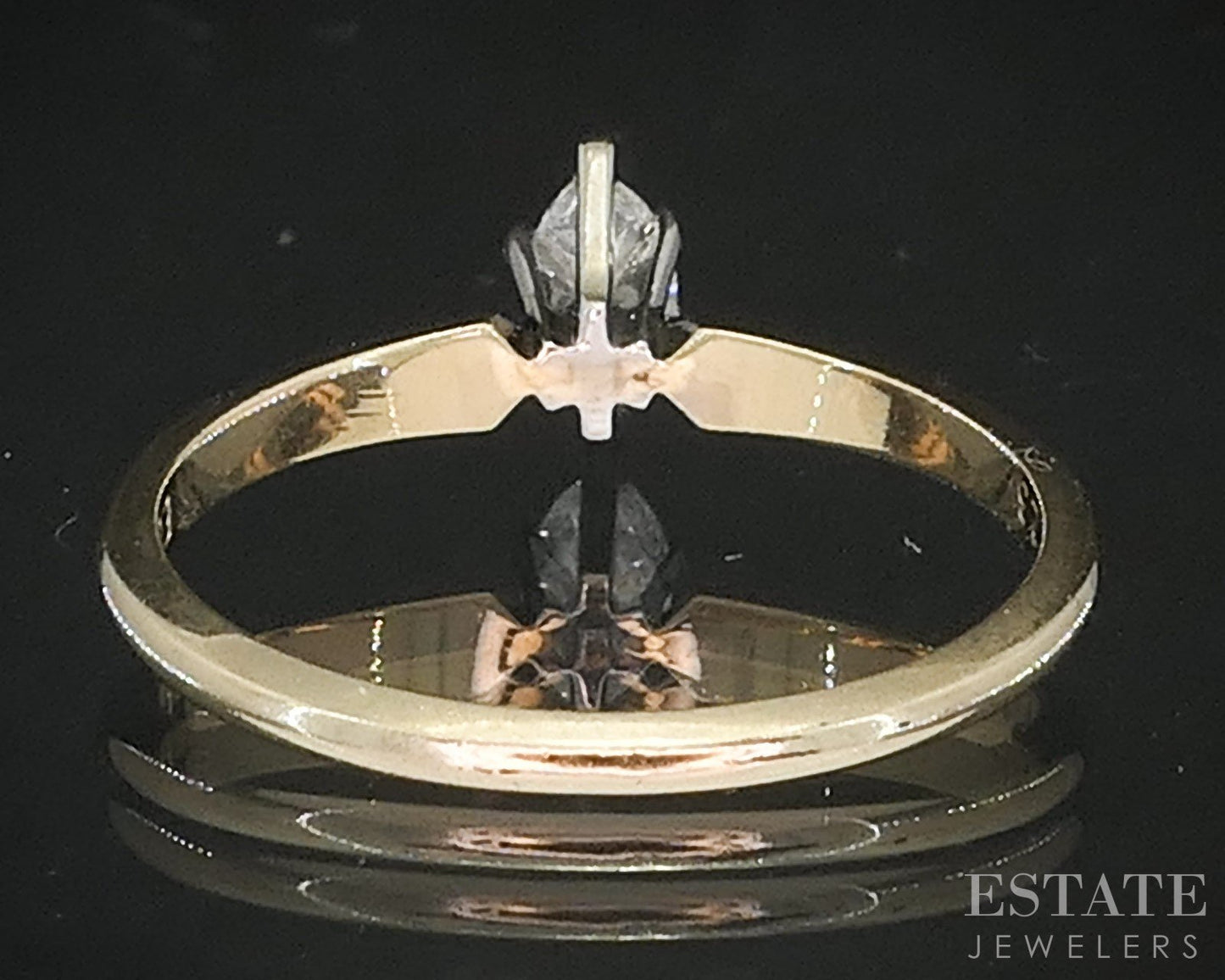 14k Yellow Gold Marquise Natural .18ct Diamond Solitaire Engagement Ring i19394b