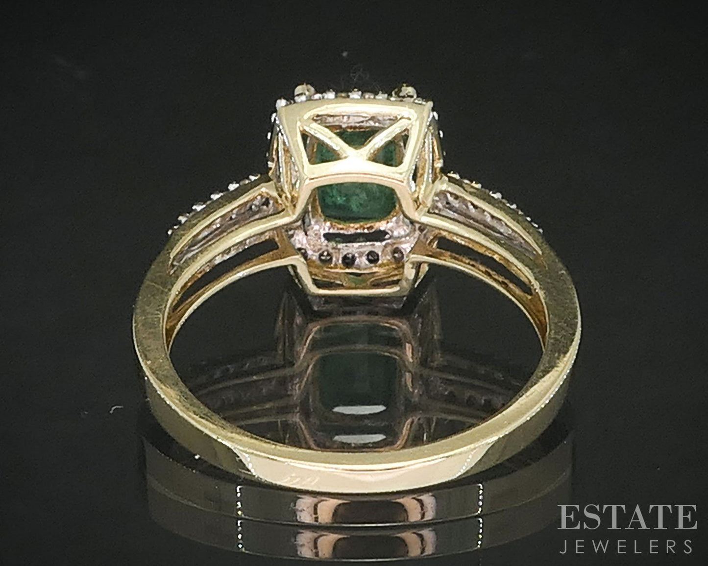 14k Yellow Gold Natural Emerald & Diamond Ladies Halo Ring 2.7g i19401b