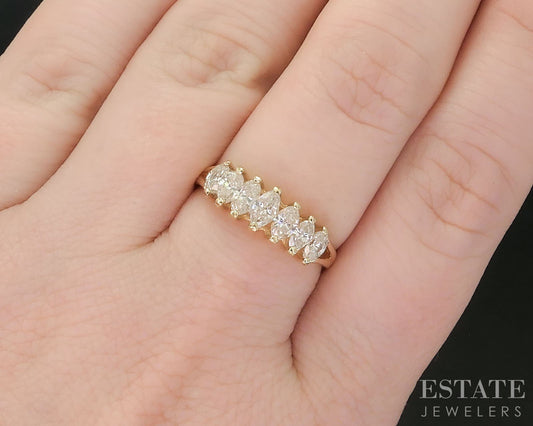 14k Yellow Gold Marquise Natural .60ctw Diamond Ladies Band Ring 2.4g i19397b