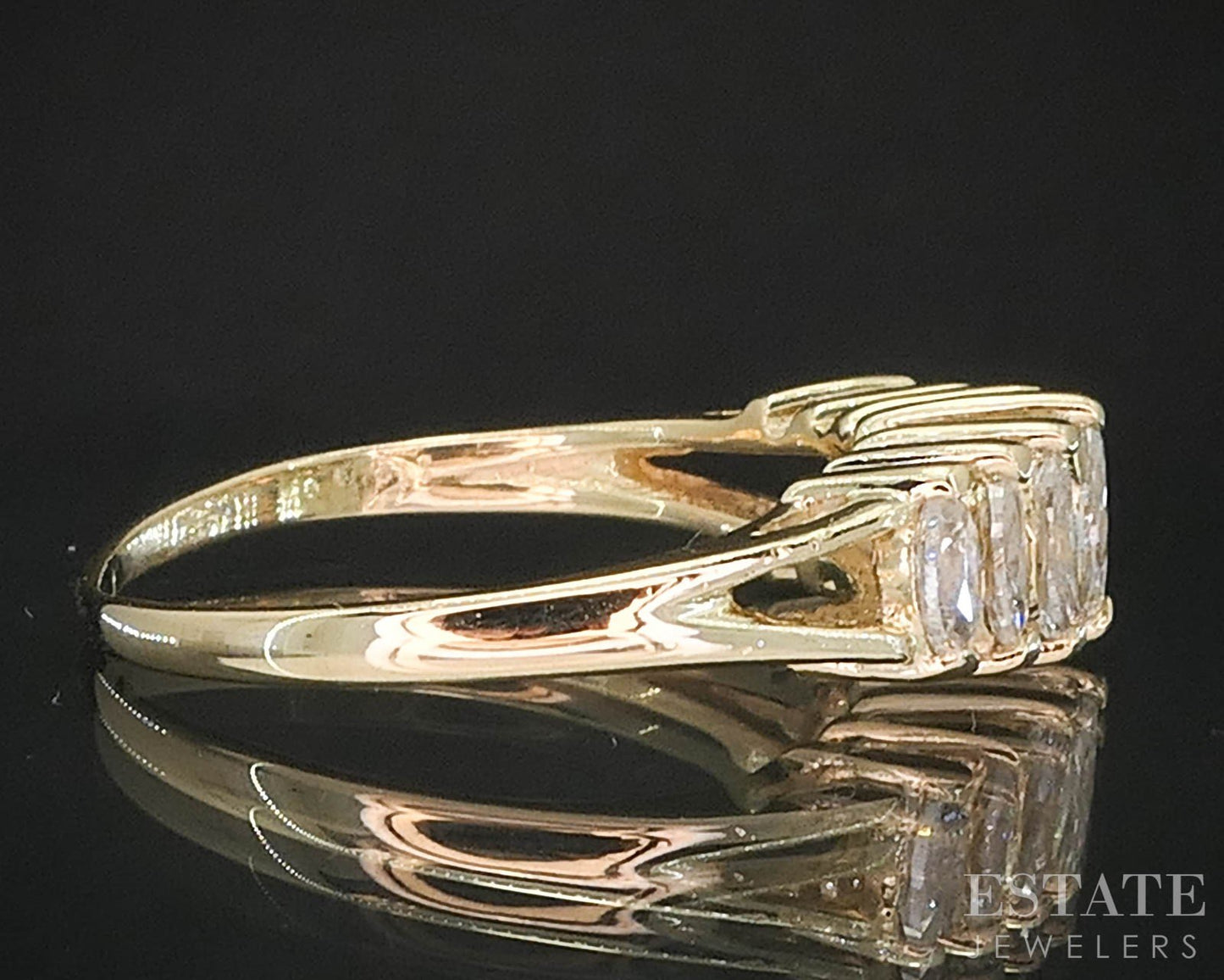 14k Yellow Gold Marquise Natural .60ctw Diamond Ladies Band Ring 2.4g i19397b