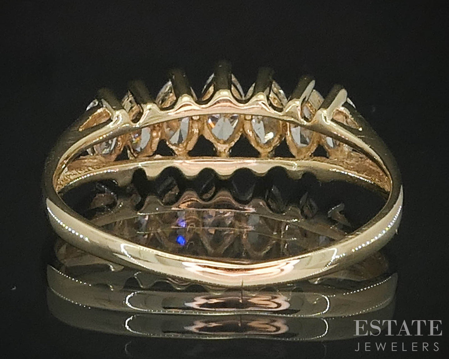 14k Yellow Gold Marquise Natural .60ctw Diamond Ladies Band Ring 2.4g i19397b