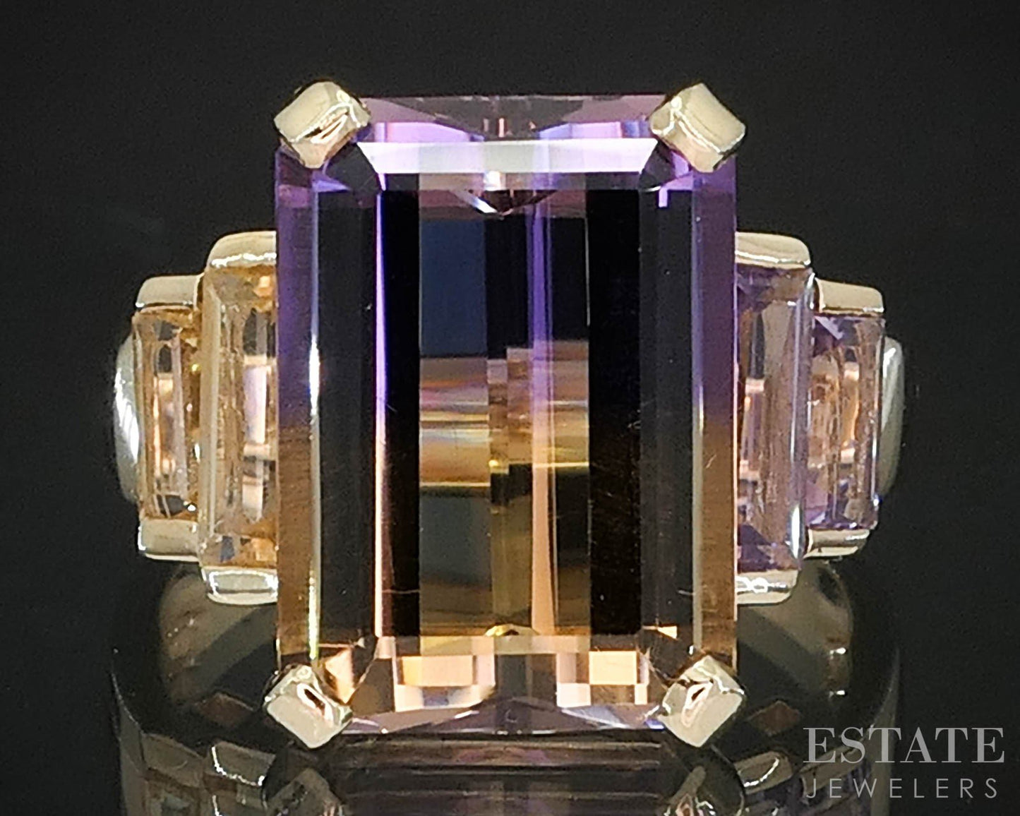 10k Yellow Gold Natural Ametrine Amethyst & Citrine Ladies Ring 5.8g i19400b